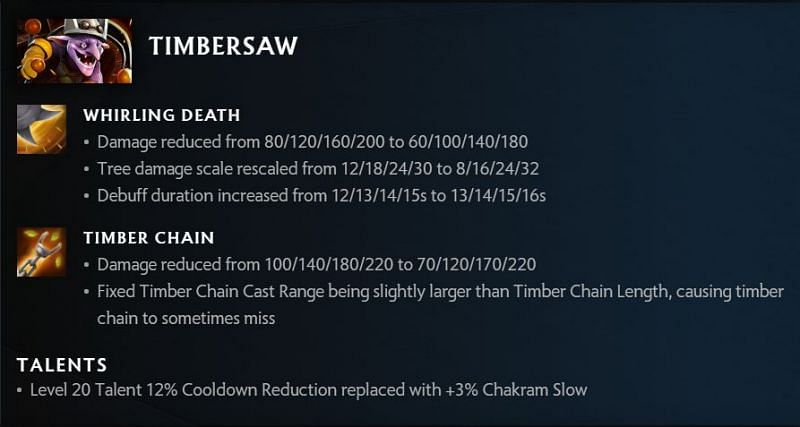 Timbersaw changes in 7.30 (image via Valve)