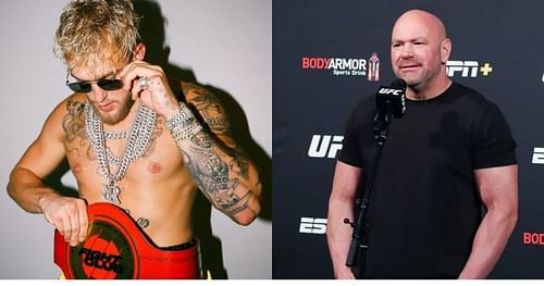 Jake Paul (L) and Dana White (R) via Instagram @jakepaul and @atsteveduncanmma