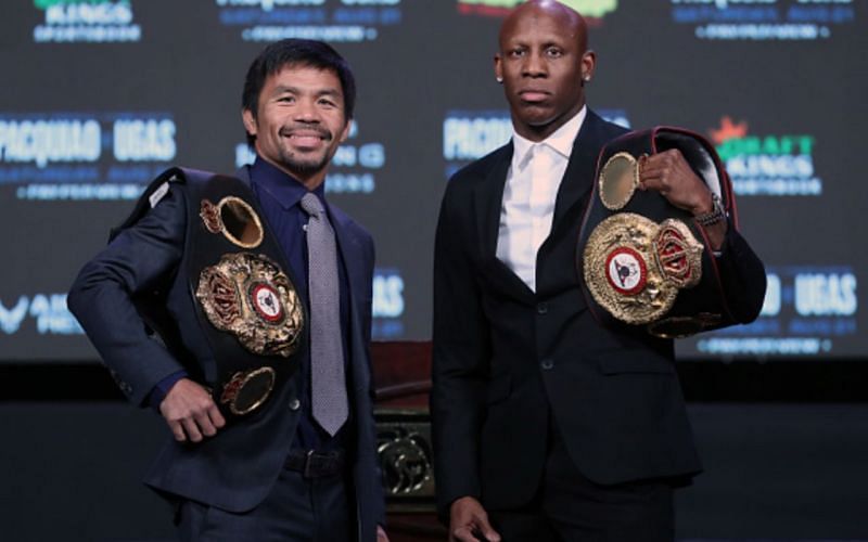 Manny Pacquiao (left); Yordenis Ugas (right)