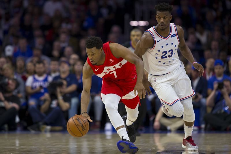 Kyle Lowry and Jimmy Butler in action on the court