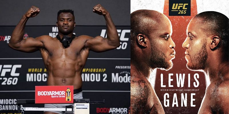 Francis Ngannou (left), The official UFC poster for Gane vs. Lewis (right) [Right Image Courtesy: @ufc on Twitter]