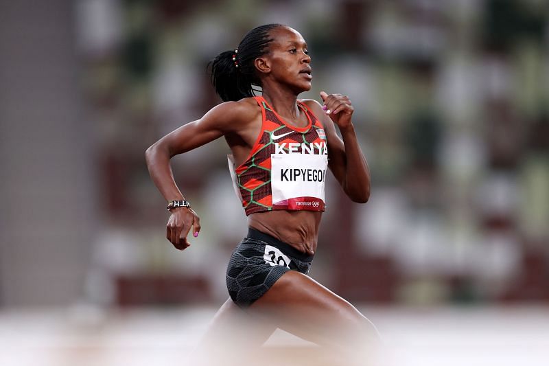 Faith Kipyegon in action at the Tokyo Olympics 2021