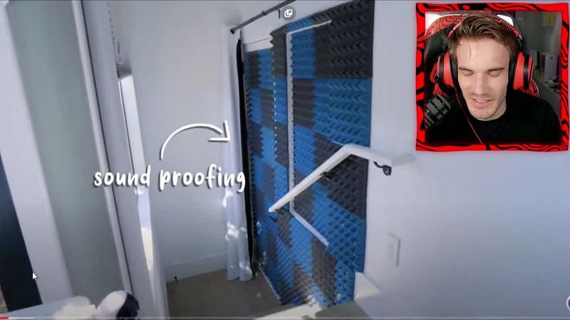 PewDiePie is not too sure about Pokimane&#039;s soundproofing (Image via PewDiePie on YouTube)