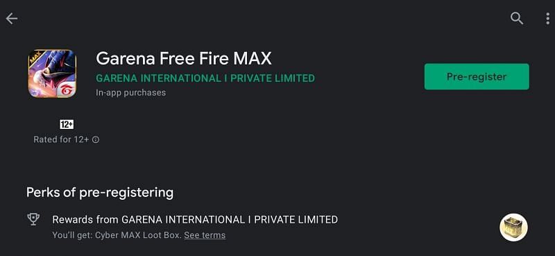 Gamers need to press the &quot;Pre-register&quot; button to register for Free Fire Max (Image via Play Store)