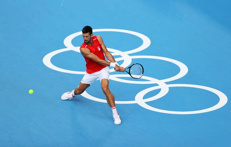 Novak Djokovic during the Tokyo Olympics