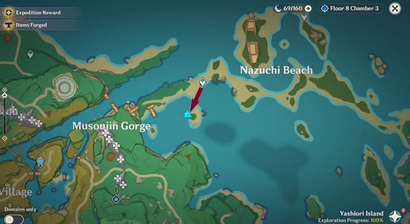 The fifth tomb is located southwest of Nazuchi Beach (Image via Genshin Impact)