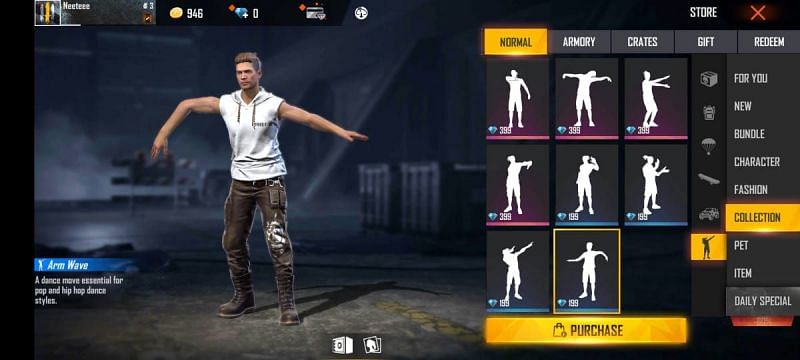 Arm Wave emote (Image via Garena Free Fire)