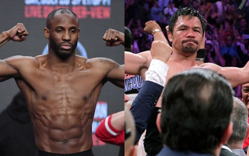 Yordenis Ugas (left); Manny Pacquiao (right)