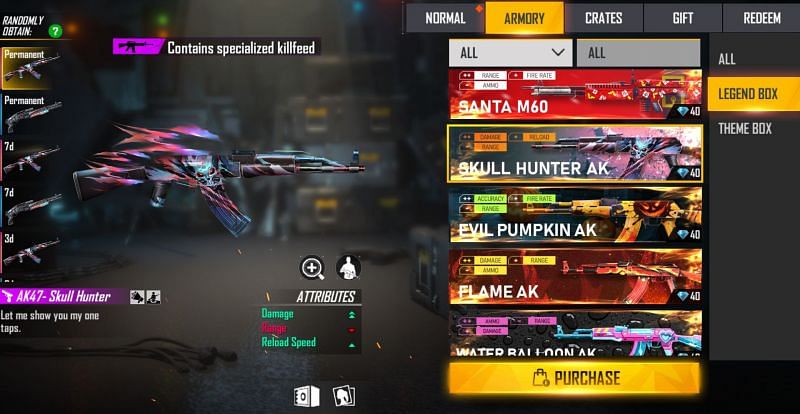 The AK47 - Skull Hunter can be obtained from its crate (Image via Free Fire)