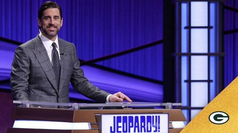 Aaron Rodgers hosting Jeopardy in 2021 - Photo credit - Packers.com