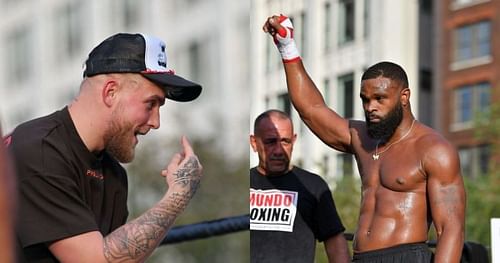 Jake Paul (left) & Tyron Woodley (right)