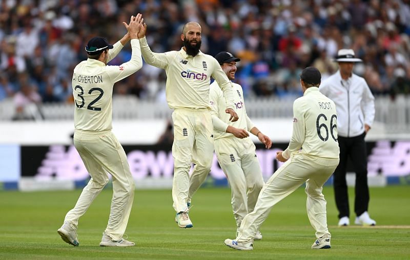 Moeen Ali grabbed two wickets towards the end of play at Lord&rsquo;s on Sunday. Pic: Getty Images