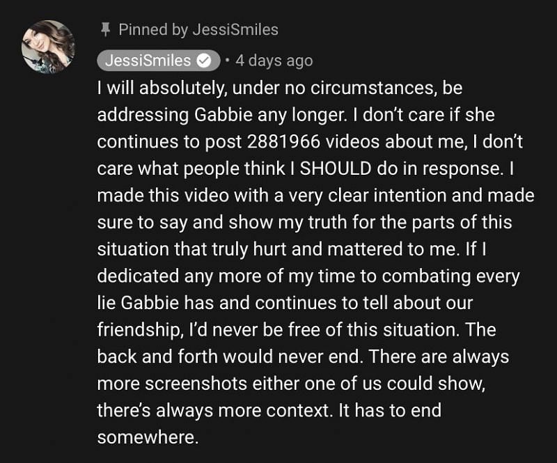 Jessi Smiles addresses Gabbie Hanna situation 1/2 (Image via YouTube)