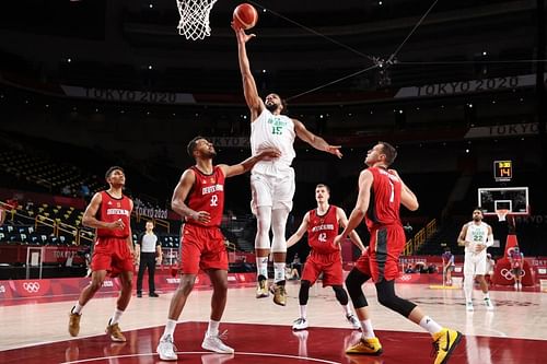 Germany Men's Basketball (in red) at the Olympics 2021