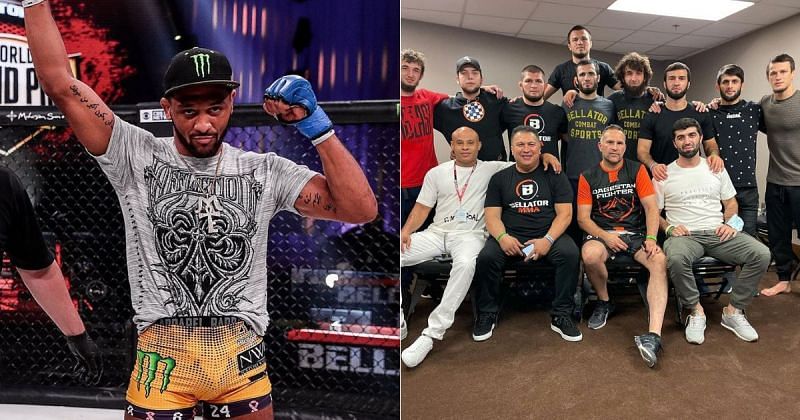 A.J. McKee (left) and Khabib Nurmagomedov &amp; his team (right) [Image credits: @ajmckee101 and @khabib_nurmagomedov on Instagram]