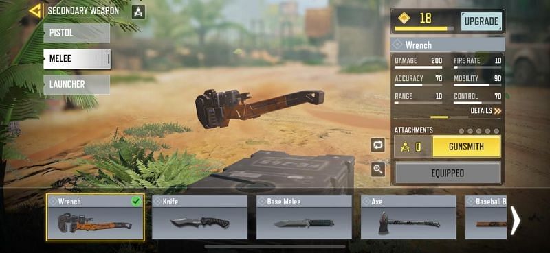 Stats of the Wrench in COD Mobile (Image via COD Mobile)