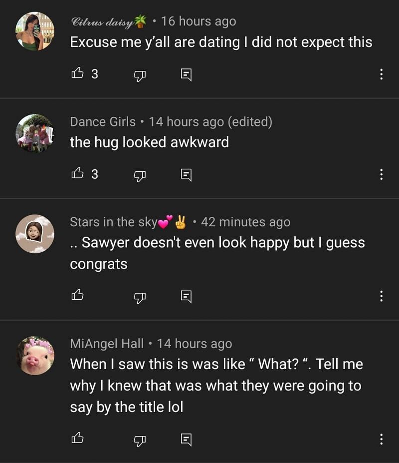 Fans react to Sophie and Sawyer dating 2/3 (Image via YouTube)