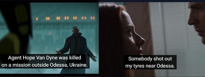 Odessa reference in What If...? Episode 3 and Captain America: The Winter Soldier (Image via Marvel Studios)