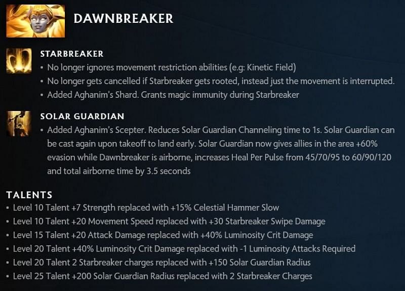 Dawnbreaker changes in 7.30 (Image via Valve)