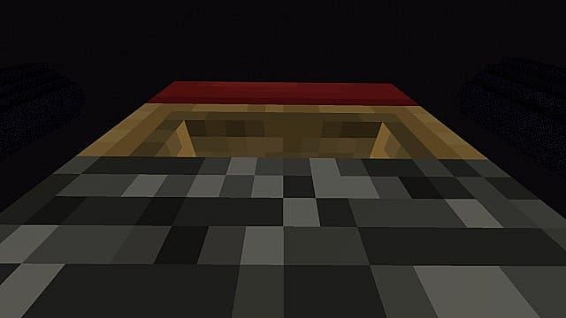 Bed on top of the bedrock fountain (Image via Minecraft)