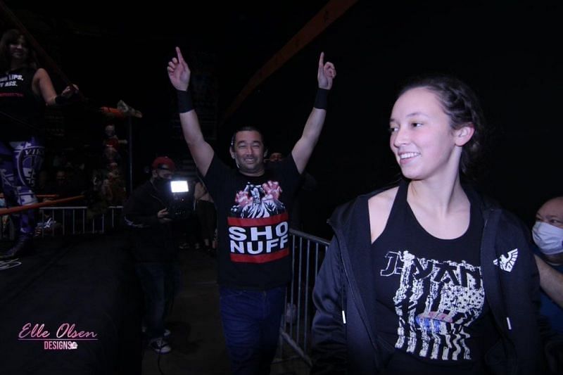 Jimmy and Jazzy Yang heading to the ring for a match in Japan.
