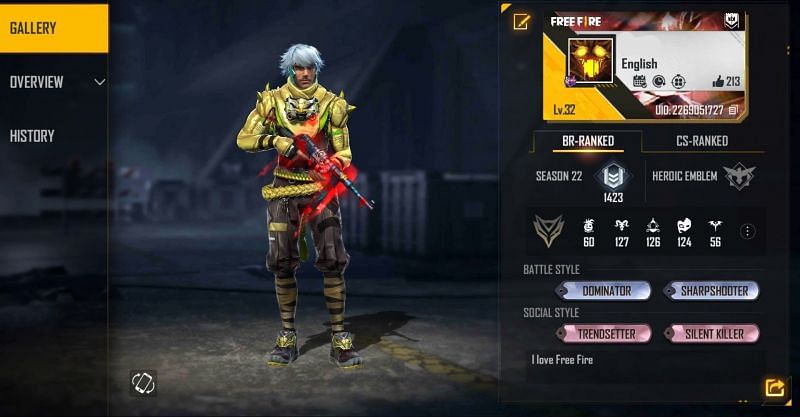 Click the icon beside the personal name card (Image via Free Fire)