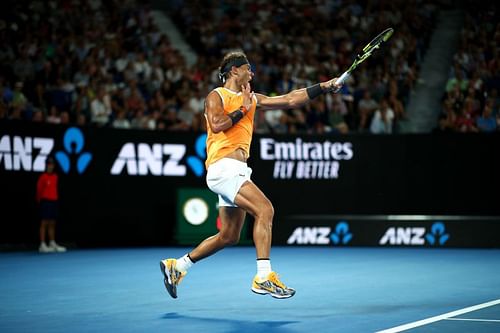 Rafael Nadal striking a forehand