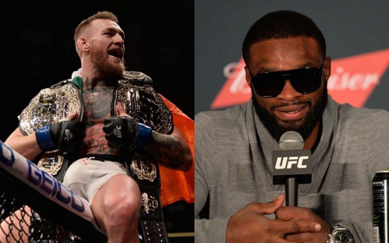 Conor McGregor (left); Tyron Woodley (right)