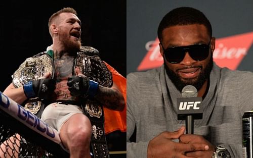 Conor McGregor (left); Tyron Woodley (right)