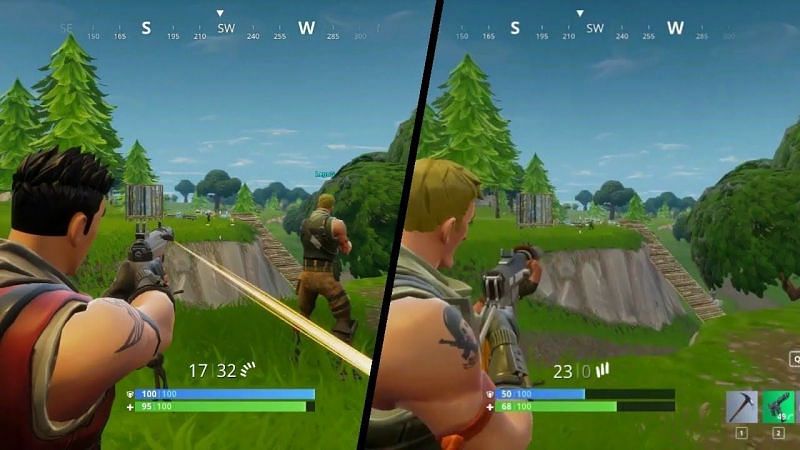 Split screen Fortnite. Image via Epic Games