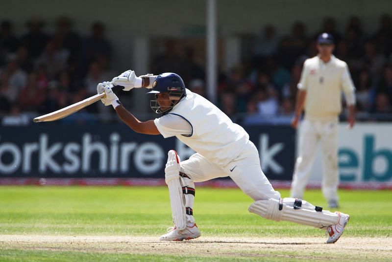 Sourav Ganguly cover drives a ball during the 2007 tour of England.