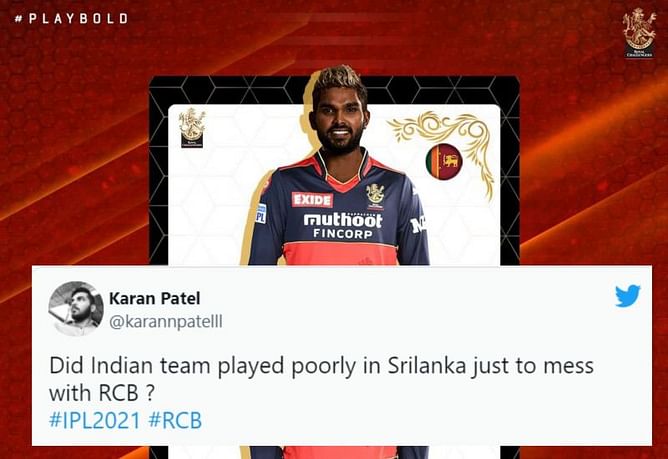 "Okieee Guysss Toh Eh sala Cup namde" - Fans react to RCB signing Hasaranga, Tim David, and Chameera for UAE leg of IPL 2021