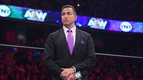 Justin Roberts as a ring announcer in AEW