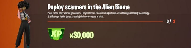 &quot;Deploy scanners in the Alien Biome&quot; Fortnite week 12 Legendary challenge (Image via Lazyleaks_)