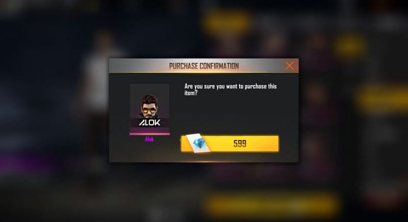 A pop-up will appear asking for purchase confirmation (Image via Free Fire)