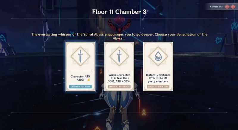 Bonuses for each floor, the Benediction of the Abyss (Image via Kekon, YouTube)