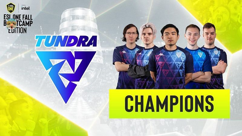 Tundra Esports takes the Dota 2 trophy in ESL One Fall 2021 after a gruelling 3-2 grand final series (Image via Twitter/ESLDota2)