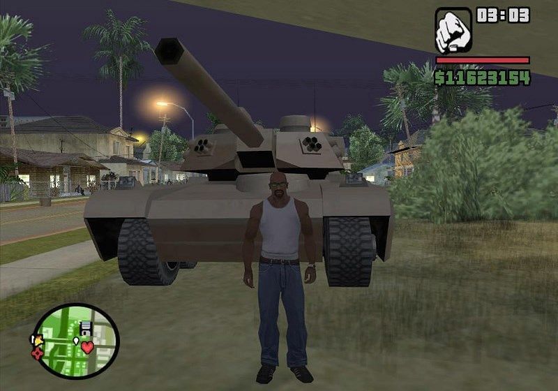 Players can agree GTA San Andreas is a lot easier with a tank (Image via Rockstar Games)