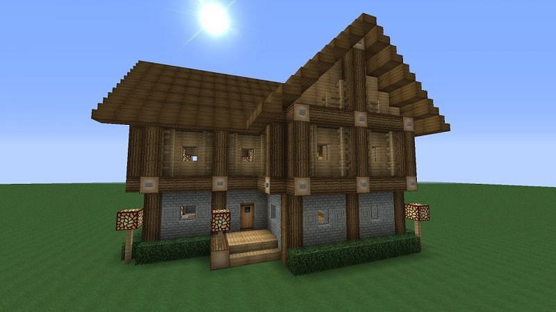 To survive the dangerous first night of Minecraft, one of the most straightforward solutions is to build a wooden house (Image via MiketheMaster125 on YouTube)