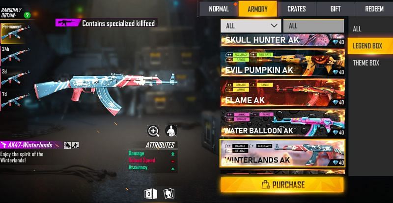 The AK47 - Winterlands was one of the login rewards earlier this year (Image via Free Fire)