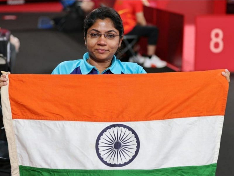 Bhavina Patel after winning the silver medal at the Tokyo Paralympics 2021.