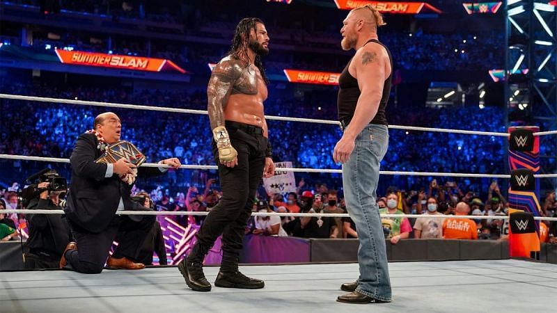WWE SummerSlam में ब्रॉक लैसनर ने किया रोमन रेंस को कंफ्रंट