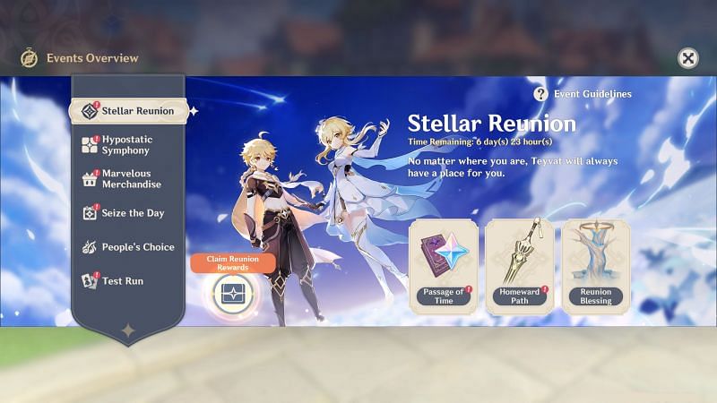 Stellar Reunion event page (Image via Genshin Impact)