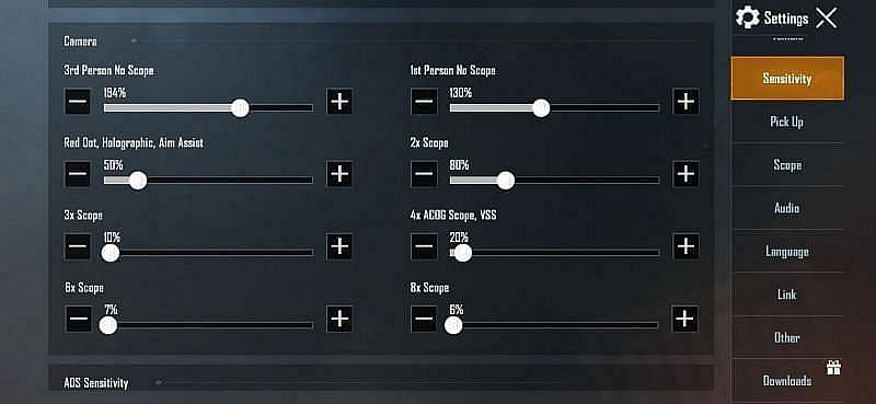 BGMI camera sensitivity settings for non-gyro players