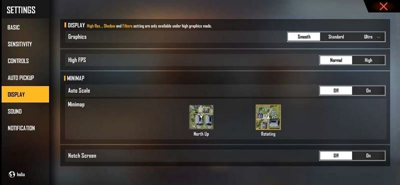 Free Fire&#039;s low-end settings (Image via Free Fire)