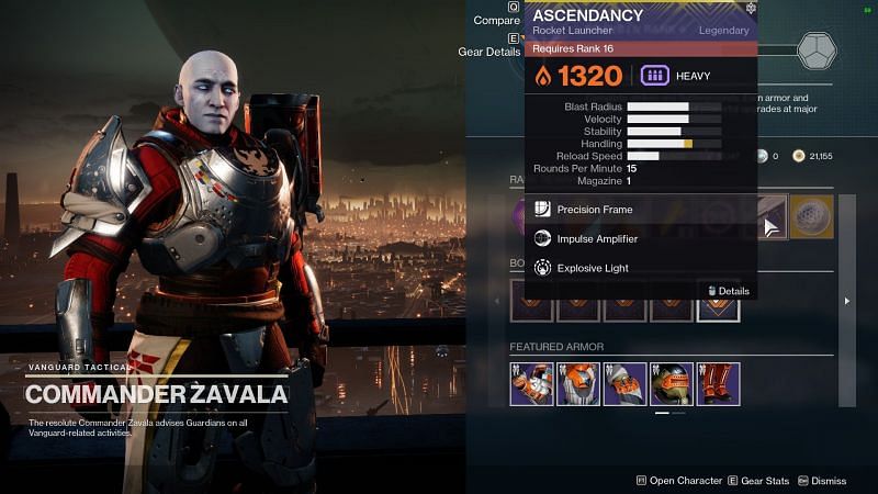 Vanguard Strike vendor, Zavala (Image via Destiny 2)
