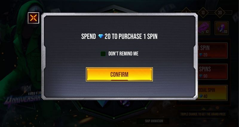 Once you press confirm button the diamonds will be deducted (Image via Free Fire)