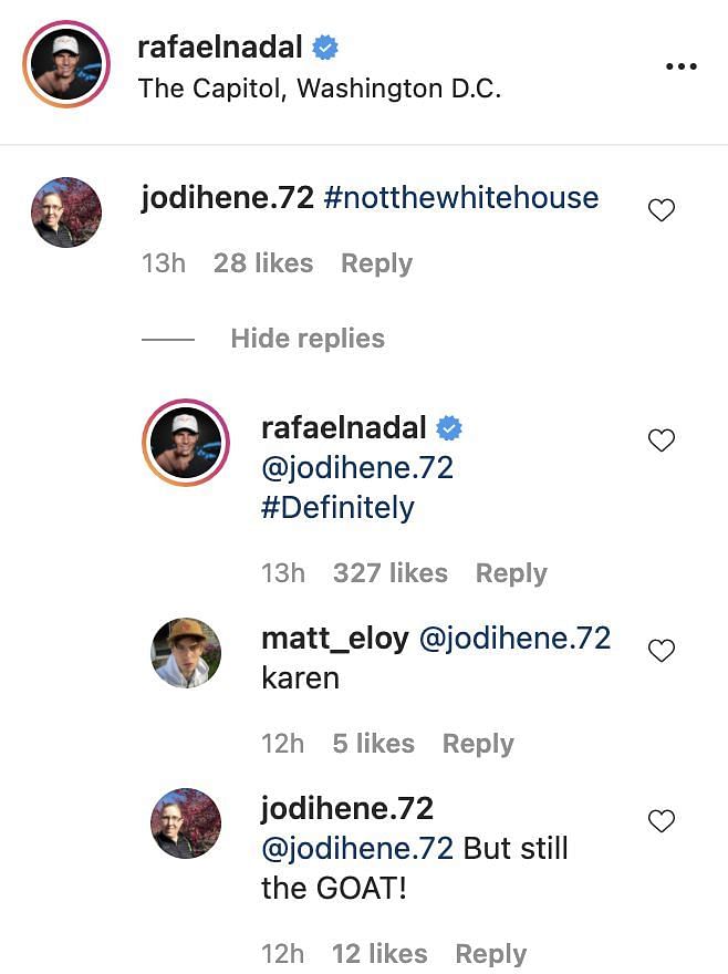 Rafael Nadal makes a cheeky response.