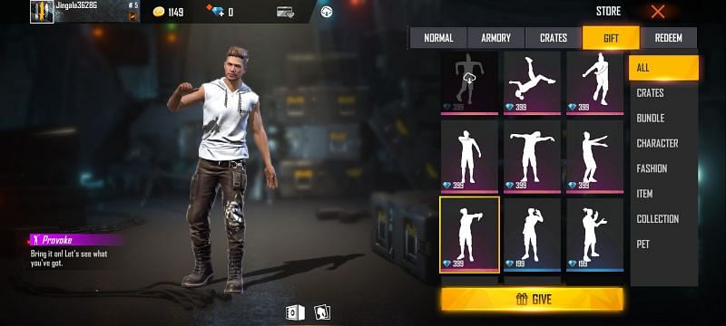 Provoke emote in Free Fire (Image via ff.garena.com)