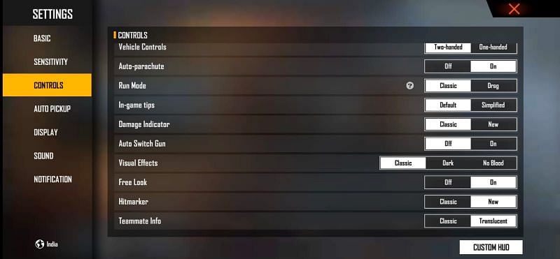 Several buttons can be disabled in the settings (Image via Free Fire)